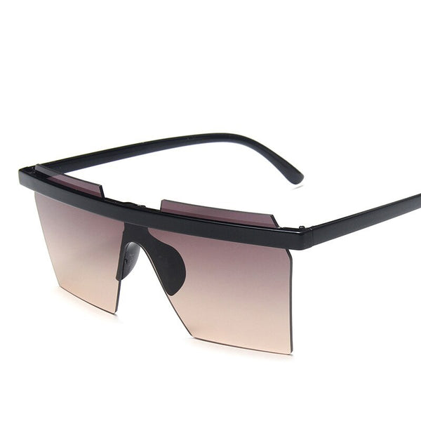 Oversize Square Sunglasses Women Flat Top Gradient Sun Glasses Men Rimless Large Frame Oculos UV400