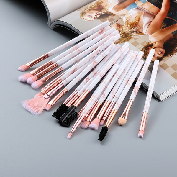 Marble Small Eye Makeup Brushes Set Blush Eyeliner Eyelash Eyebrow Comb Blending Fan Make Up Brush Cosmetic Beauty Tools Kit