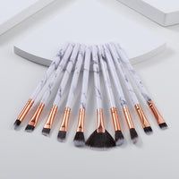 Marble Small Eye Makeup Brushes Set Blush Eyeliner Eyelash Eyebrow Comb Blending Fan Make Up Brush Cosmetic Beauty Tools Kit