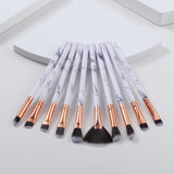 Marble Small Eye Makeup Brushes Set Blush Eyeliner Eyelash Eyebrow Comb Blending Fan Make Up Brush Cosmetic Beauty Tools Kit