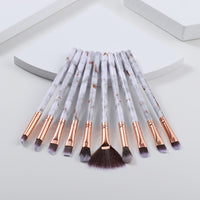 Marble Small Eye Makeup Brushes Set Blush Eyeliner Eyelash Eyebrow Comb Blending Fan Make Up Brush Cosmetic Beauty Tools Kit