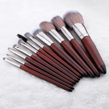 11Pcs Wood Handle Professional Makeup Brushes Set For Cosmetic Powder Foundation Women Face Makeup Tools Mutifunctional Kit