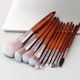 11Pcs Wood Handle Professional Makeup Brushes Set For Cosmetic Powder Foundation Women Face Makeup Tools Mutifunctional Kit