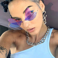 Rimless Sunglasses Women Vintage Dragonfly Steampunk Sunglasses Men Frameless Gradient Clear Lens Glasses Shades
