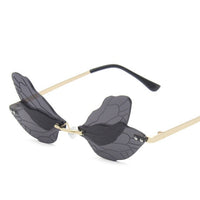 Rimless Sunglasses Women Vintage Dragonfly Steampunk Sunglasses Men Frameless Gradient Clear Lens Glasses Shades