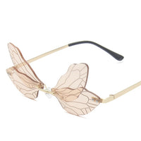 Rimless Sunglasses Women Vintage Dragonfly Steampunk Sunglasses Men Frameless Gradient Clear Lens Glasses Shades