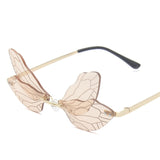 Rimless Sunglasses Women Vintage Dragonfly Steampunk Sunglasses Men Frameless Gradient Clear Lens Glasses Shades
