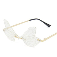 Rimless Sunglasses Women Vintage Dragonfly Steampunk Sunglasses Men Frameless Gradient Clear Lens Glasses Shades
