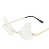 Rimless Sunglasses Women Vintage Dragonfly Steampunk Sunglasses Men Frameless Gradient Clear Lens Glasses Shades