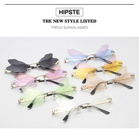 Rimless Sunglasses Women Vintage Dragonfly Steampunk Sunglasses Men Frameless Gradient Clear Lens Glasses Shades