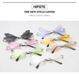 Rimless Sunglasses Women Vintage Dragonfly Steampunk Sunglasses Men Frameless Gradient Clear Lens Glasses Shades