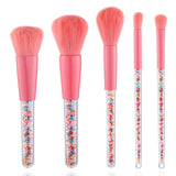 5Pcs Professional Makeup Brushes Set Candy Transparent Handle Eye Shadow Foundation Powder Blush Brush Cosmetic Tools