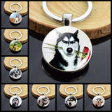 Cute Puppy Dog Photo Keychain Handmade Key Chain for Women Gifts Cool Husky Keychains Keyrings Girls Party Vacation Gifts Rings