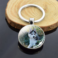 Cute Puppy Dog Photo Keychain Handmade Key Chain for Women Gifts Cool Husky Keychains Keyrings Girls Party Vacation Gifts Rings