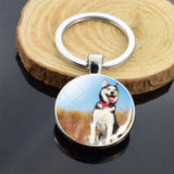 Cute Puppy Dog Photo Keychain Handmade Key Chain for Women Gifts Cool Husky Keychains Keyrings Girls Party Vacation Gifts Rings