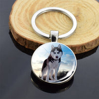 Cute Puppy Dog Photo Keychain Handmade Key Chain for Women Gifts Cool Husky Keychains Keyrings Girls Party Vacation Gifts Rings