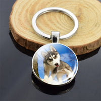 Cute Puppy Dog Photo Keychain Handmade Key Chain for Women Gifts Cool Husky Keychains Keyrings Girls Party Vacation Gifts Rings