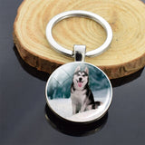 Cute Puppy Dog Photo Keychain Handmade Key Chain for Women Gifts Cool Husky Keychains Keyrings Girls Party Vacation Gifts Rings