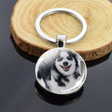 Cute Puppy Dog Photo Keychain Handmade Key Chain for Women Gifts Cool Husky Keychains Keyrings Girls Party Vacation Gifts Rings