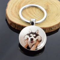 Cute Puppy Dog Photo Keychain Handmade Key Chain for Women Gifts Cool Husky Keychains Keyrings Girls Party Vacation Gifts Rings