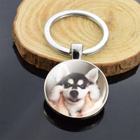 Cute Puppy Dog Photo Keychain Handmade Key Chain for Women Gifts Cool Husky Keychains Keyrings Girls Party Vacation Gifts Rings