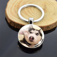 Cute Puppy Dog Photo Keychain Handmade Key Chain for Women Gifts Cool Husky Keychains Keyrings Girls Party Vacation Gifts Rings