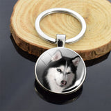 Cute Puppy Dog Photo Keychain Handmade Key Chain for Women Gifts Cool Husky Keychains Keyrings Girls Party Vacation Gifts Rings