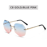 Vintage Rimless Women's Sunglasses Design Lady Sun Glasses Alloy Classic Designer Shades UV400 Eyewear