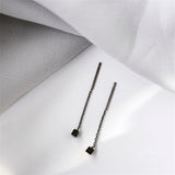 Korean Geometric block Long Tassel Bar Drop Earrings For Women Minimalism Personality Ear Line Dangle jewelry Gift