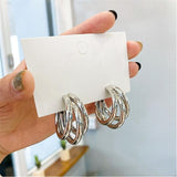 Golden Big hoop Earrings Korean Geometry Metal Gold Earrings For women Female Retro Drop Earrings Trend Fashion Jewelry