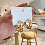 Golden Big hoop Earrings Korean Geometry Metal Gold Earrings For women Female Retro Drop Earrings Trend Fashion Jewelry