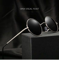 Retro Punk Round Polarized Sunglasses Men Women Round Metal Frame Sun Glasses UV400