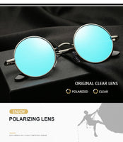 Retro Punk Round Polarized Sunglasses Men Women Round Metal Frame Sun Glasses UV400