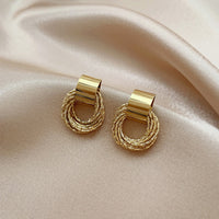 Geometric Rhinestone Crystal Pendant Hoop Earrings for Women Gold Color Ear Huggies jewelry Wholesale Girls Party Gift