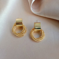 Geometric Rhinestone Crystal Pendant Hoop Earrings for Women Gold Color Ear Huggies jewelry Wholesale Girls Party Gift