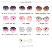 Vintage Rimless Women's Sunglasses Design Lady Sun Glasses Alloy Classic Designer Shades UV400 Eyewear