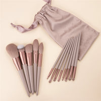 12Pcs Wood Handle Makeup Brushes Professional Foundation Powder Eyeshadow Make Up Brush Set Flannel Bag Brochas De Maquillaje