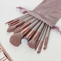 12Pcs Wood Handle Makeup Brushes Professional Foundation Powder Eyeshadow Make Up Brush Set Flannel Bag Brochas De Maquillaje