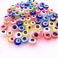 50PCS 8/10mm Oval Beads Evil Eye Resin Spacer Beads for Jewelry Making DIY Bracelet Beads