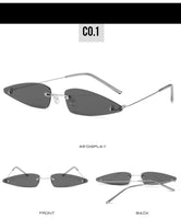 Unique Punk Sunglasses Women Rimless Cat Eye Glasses Women/Men Candy Color Triangle Eyeglasses Men Small Shades