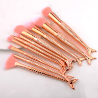 10Pcs Makeup Brushes Set Cosmetic Tools Kits Concealer Fish Tail Foundation Eyebrow Eyeliner Brush