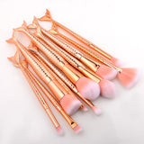 10Pcs Makeup Brushes Set Cosmetic Tools Kits Concealer Fish Tail Foundation Eyebrow Eyeliner Brush