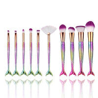 10Pcs Makeup Brushes Set Cosmetic Tools Kits Concealer Fish Tail Foundation Eyebrow Eyeliner Brush