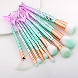 10Pcs Makeup Brushes Set Cosmetic Tools Kits Concealer Fish Tail Foundation Eyebrow Eyeliner Brush