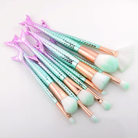 10Pcs Makeup Brushes Set Cosmetic Tools Kits Concealer Fish Tail Foundation Eyebrow Eyeliner Brush