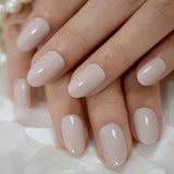 French Short Almond Fake Nails White Lined Artificial Fingernails Manicure