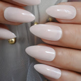 French Short Almond Fake Nails White Lined Artificial Fingernails Manicure