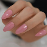 French Short Almond Fake Nails White Lined Artificial Fingernails Manicure