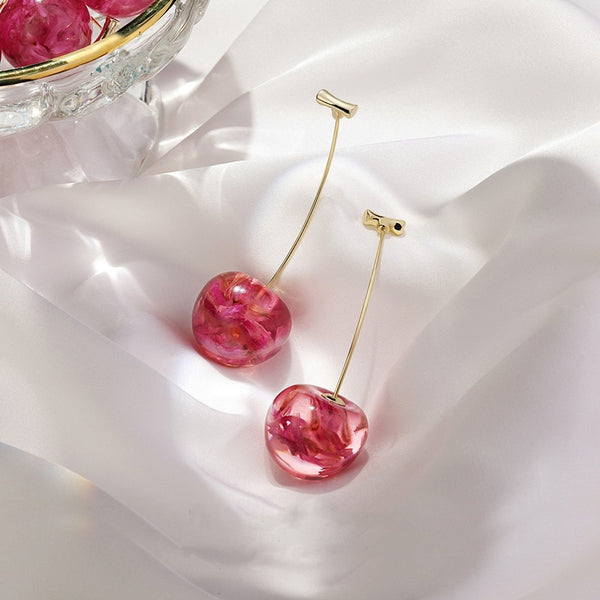 2020 New Arrival Dominated Acrylic fashion Geometric fine Women Drop Earrings contracted sweet cherry modelling long earrings