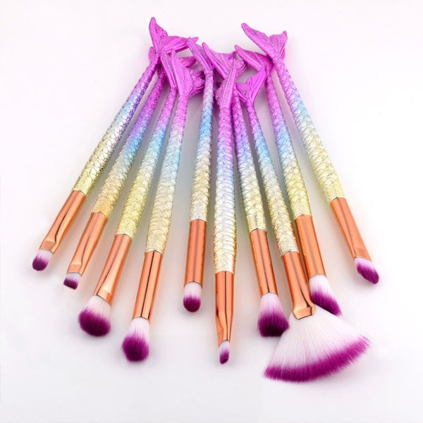 Professional Mermaid Makeup Brushes Eye Set Kits Shadow Eyeliner Eyebrow High Quality Make Up Brush Beauty Comestic Tools